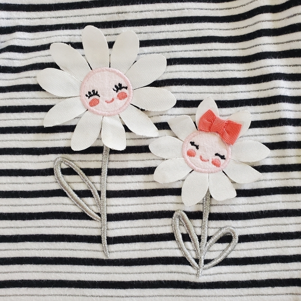 K1160 * Gymboree Girls Striped Daisy Top White Navy Blue Size 2T - Picture 7 of 8
